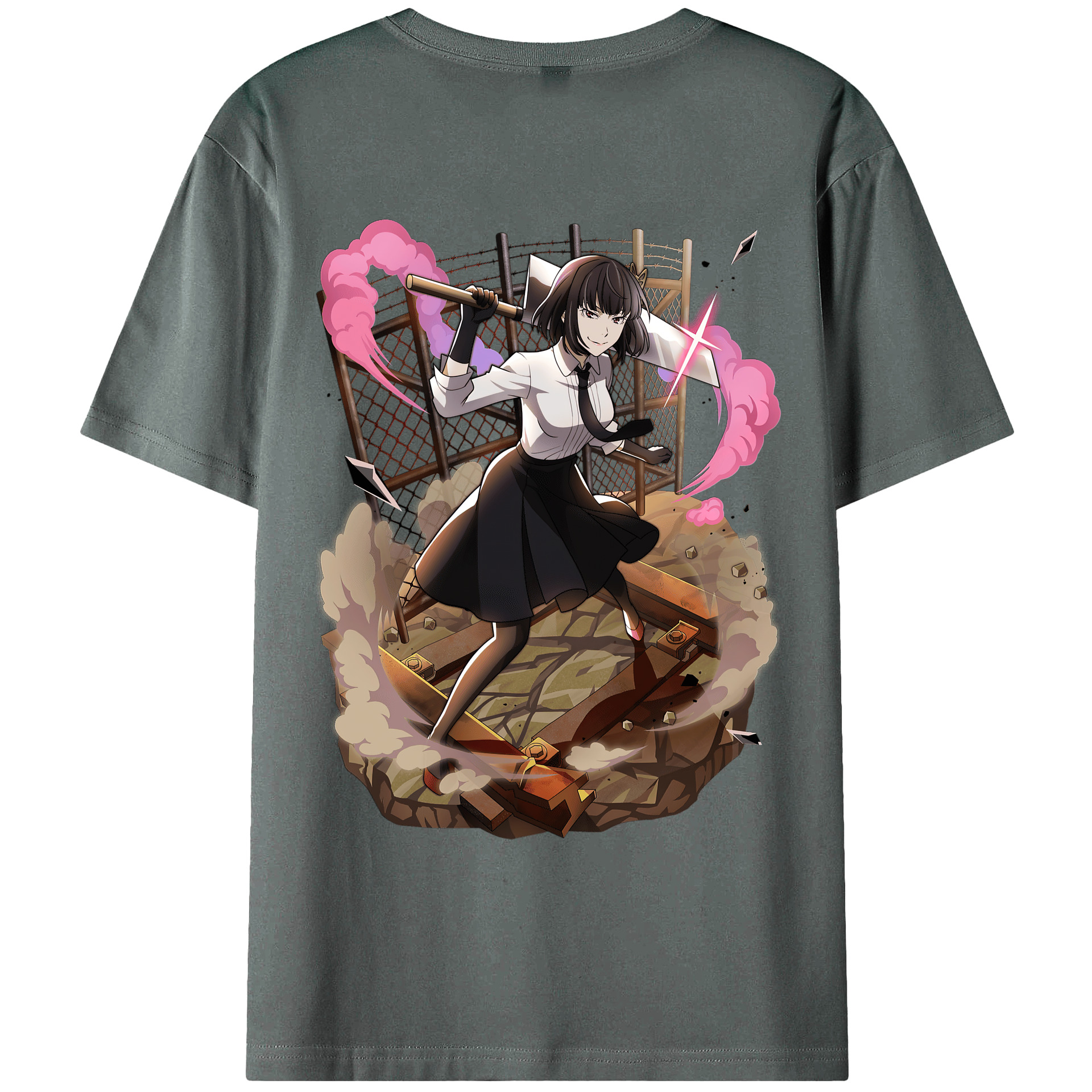 （画像用） 文豪ストレイドッグス Bungo Stray Dogs 綿100％ メンズ半袖Tシャツ（バックプリント） 通気性